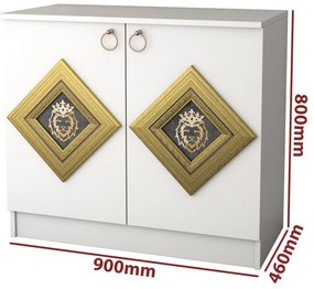 Comoda Deluxe cu oglinda, culoare alb / gri, 90 x 46 x 80 cm