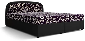 Pat matrimonial Boxspring 180 cm Brick (negru + motiv flori) ( cu saltea și sp. depozitare). 1046409