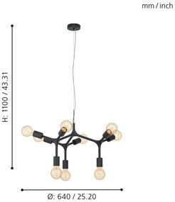 Eglo 98346 - Lustră pe cablu BOCADELLA 9xE27/60W/230V