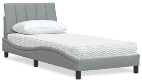 vidaXL Pat cu saltea, gri deschis, 80x200 cm, textil