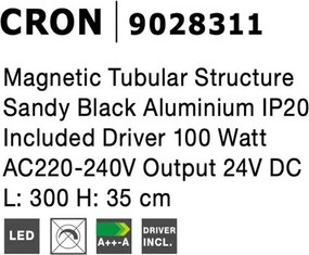 Sistem tubular magnetic-decorativ CRON, negru NVL-9028311