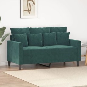 359295 vidaXL Canapea cu 2 locuri, verde închis, 120 cm, catifea