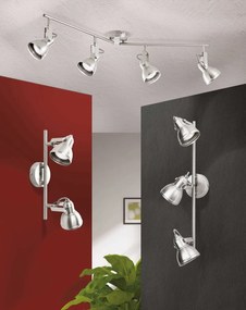 Aplica perete / tavan cu 3 spoturi directionabile Stage crom satin