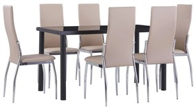 Set mobilier de bucatarie 7 piese cappuccino piele ecologica Cappuccino, 7