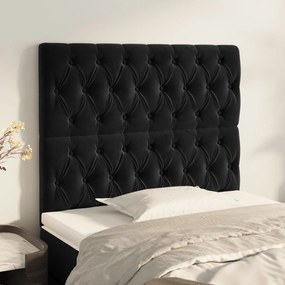 Tablii de pat, 2 buc, negru, 100x7x78 88 cm, catifea 2, Negru, 100 x 7 x 118 128 cm