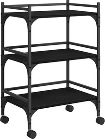 vidaXL Troler de Bucătărie Stejar Negru 50 x 35 x 75.5 cm