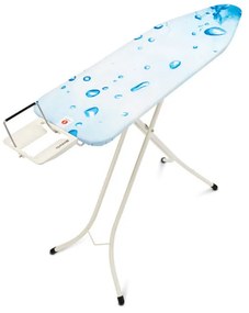 Masa de calcat Brabantia B 90300132, 124x38 cm, 7 pozitii de reglare, Suport fier de calcat, Alb/Albastru