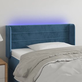 Tablie de pat cu LED, albastru inchis, 103x16x78 88 cm, catifea 1, Albastru inchis, 103 x 16 x 78 88 cm