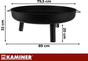 Șemineu de grădină 80 cm - șemineu de grădină mare pentru lemn cu mânere