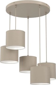 Lustră suspendată pe cablu ARDEN 5xE27/15W/230V diam. 44 cm, bej