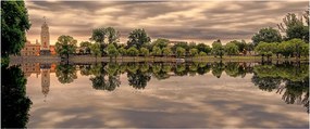 Tablou cu lac și copaci (120x50 cm)