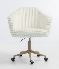 HR832K Scaun Alb Teddy Cord cu Bază Crem