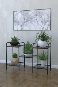 Etajera metal pentru flori 5 rafturi Decor Homs 95 x 60 x 31 cm, negru