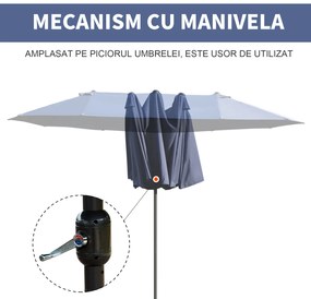 Outsunny Umbrelă de Grădină Albastră cu Manivelă din Oțel și Poliester 460x270x240cm | Aosom Romania