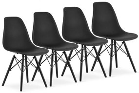 Scaune de sufragerie 4buc negre, stil scandinav Dark Classic