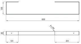 Suport prosop baie alb mat 60 cm Deante Mokko 600x105 mm, Alb mat