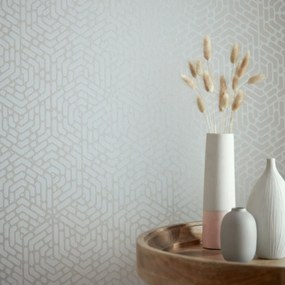 Tapet Willow, Pearl Cream Luxury Geometric, 1838 Wallcoverings, 5.3mp / rola