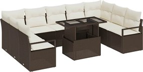 vidaXL Set de canapele pentru grădină 10 pcs Maro Rattan poli