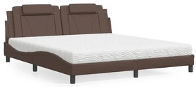 vidaXL Pat cu saltea, maro, 180x200 cm, piele ecologică