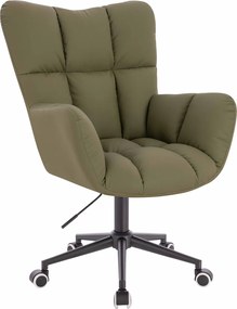 HR650K Scaun Khaki Piele Ecologica Premium Soft cu Bază Neagră