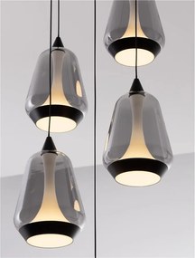 Lustra moderna cu 5 pendule LED, Metal, Sticla, Fumuriu, ALISH