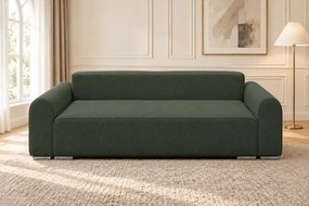 Canapea extensibilă Fiorella din boucle, verde, cu ladă de depozitare