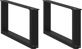 vidaXL Picioare pentru măsuță de cafea în formă de U, 2 buc., negru, 70x(30-31) cm, oțel