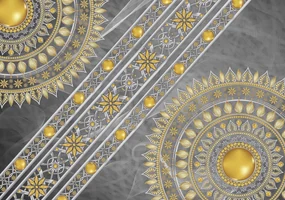 Fototapet - Mandala în argint - în diagonala (152,5x104 cm), în 8 de alte dimensiuni noi