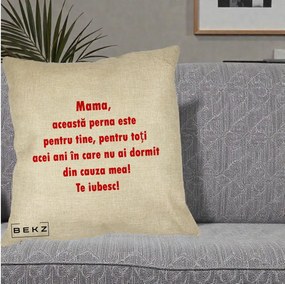 Cadou pentru Mama - Perna Personalizata Perna pentru Mama, 40x40 cm, Crem, Husa Detasabila, Perna Inclusa, BEKZ®