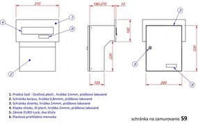 S9 cutie poştală pentru garduri zidite din antracit