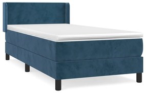 3130821 vidaXL Pat box spring cu saltea, albastru închis, 90x200 cm, catifea