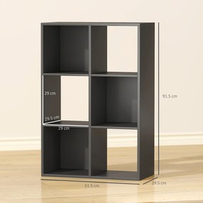 HOMCOM Bibliotecă Modernă Modulară cu 6 Compartimente din PAL, Maro | Aosom Romania