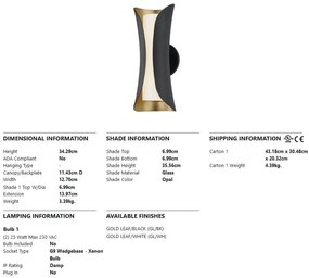 Aplica de perete design modern JOSIE nergu/foita aurie