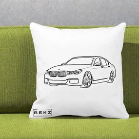 Perna Personalizata BMW Seria 7 Linie Minimalista, 40x40 cm, Alba Mata, Husa Detasabila, Perna Inclusa, BEKZ®