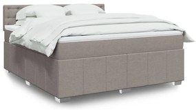 vidaXL Pat continental cu saltea, gri taupe, 180x200 cm, textil