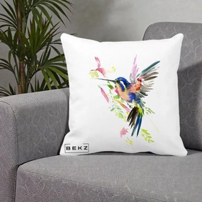 Perna Decorativa Colibri Acuarela, 40x40 cm, Alba Mata, Husa Detasabila, Perna Inclusa, BEKZ®