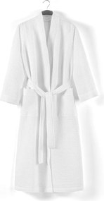 Halat de baie alb L din bumbac Mia Waffle - Foutastic