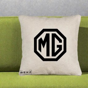Perna Personalizata cu emblema MG, 40x40 cm, Bej Canapea, Husa Detasabila, Perna Inclusa, BEKZ®