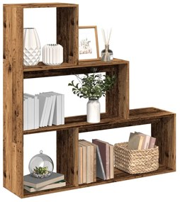vidaXL Bibliotecă/separator 3 niveluri lemn vechi 123x29x123 cm lemn