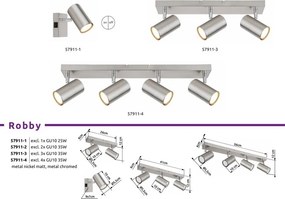 Aplica de perete / tavan cu 2 spoturi directionabile design modern ROBBY nickel mat