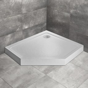 Cadita dus pentagonala Radaway Doros PT E Compact Stone 100x90 cm acril alb dreapta