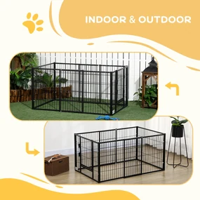 PawHut Tarc de Joacă pentru Animale, 6 Panouri din Oțel, Lungime Ajustabilă 82,5-150x61cm, Ideal pentru Interior/Exterior, Negru | Aosom Romania