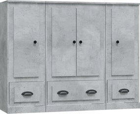 vidaXL Dulapuri înalte, 3 buc., gri beton, lemn prelucrat