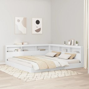 vidaXL Pat bibliotecă cu headboard Alb 180 x 200 cm Lemn compozit