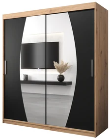 Dulap de haine 180 cm Eclipse (Stejar artisan + Negru mat). 1063422