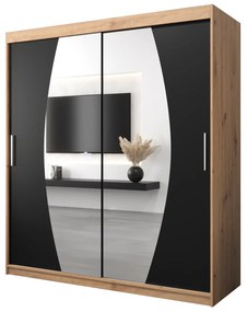 Dulap de haine 180 cm Eclipse (Stejar artisan + Negru mat). 1063422
