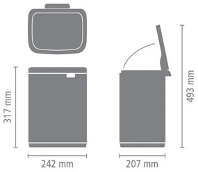 Cos de gunoi Brabantia Bo Small 1006631, 7 L, Deschidere lina si silențioasa, Baza antiderapanta, Albastru deschis