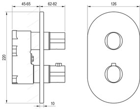 Ravak X070467 - Baterie termostatică pentru duș, montaj încastrat, finisaj CHROME negru