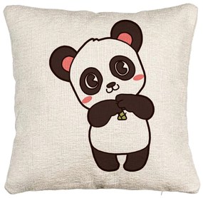 Perna Decorativa Canapea, Model Urs Panda, 40x40 cm, Cu fermoar