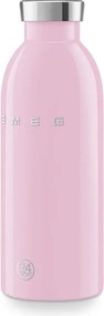 Sticla termos SMEG Clima 50's Style WBF01PK, 500 ml, Inchidere ermetica, Pereti dubli, Otel inoxidabil 18/8, Roz